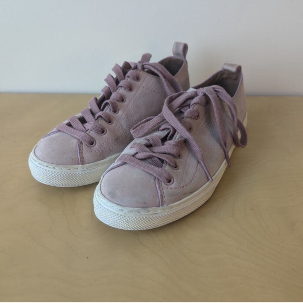 Coach Pink Lace Up Leather Low Top Sneaker Shoe Womens Sz 7.5